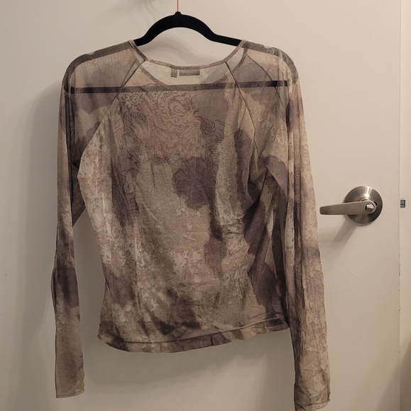 Sheer long-sleeve t shirt with print - Picture 2 of 4